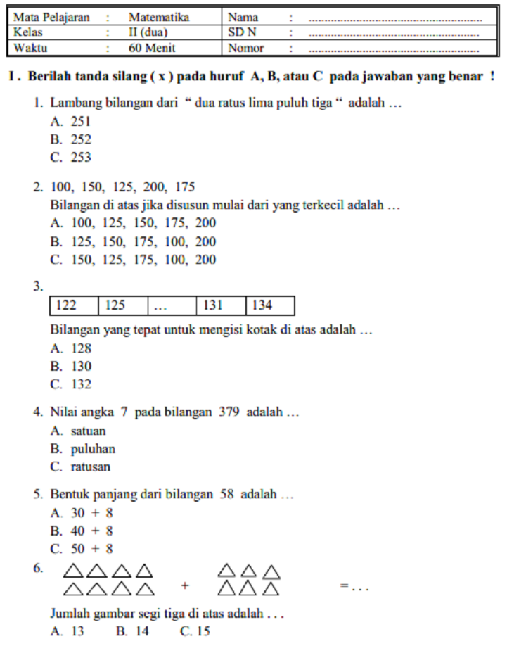 10 Rahasia Nilai Bagus dengan Kumpulan Soal Kelas 2 SD Semester 1 Kurikulum 2013 Terbaru