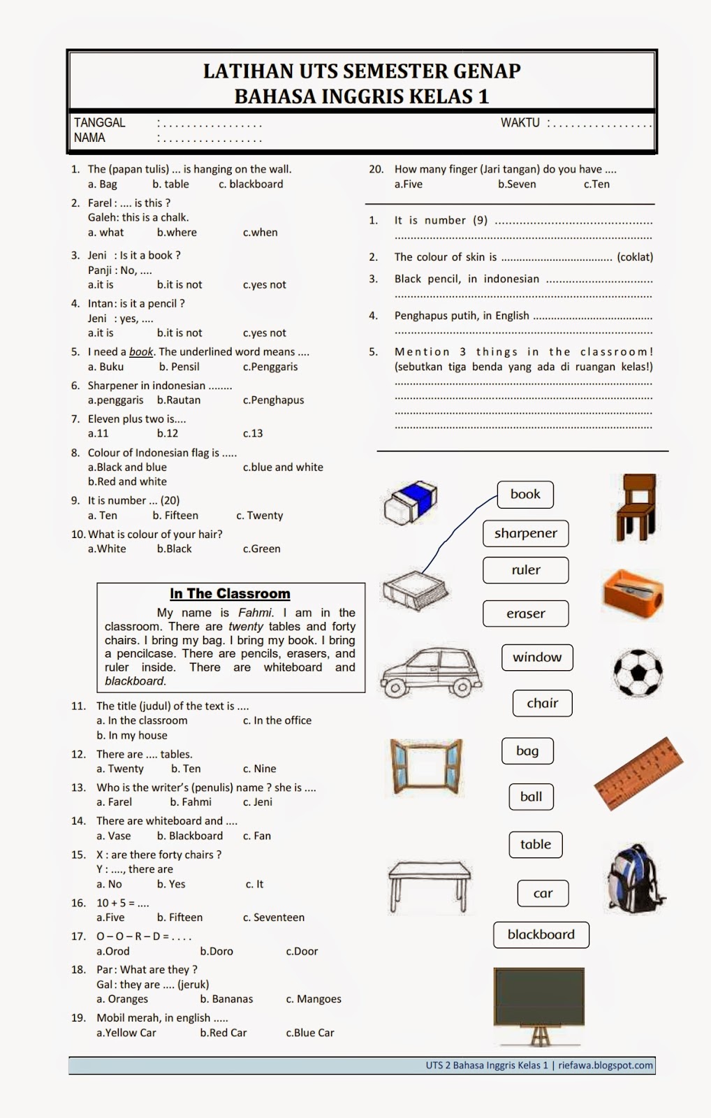 Materi Bahasa Inggris Kelas 5 Semester 2 - Piffle me