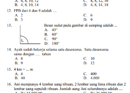 Ternyata 10 Contoh Soal Ujian Matematika Kelas 4 SD Semester 1 yang Wajib Dikerjakan