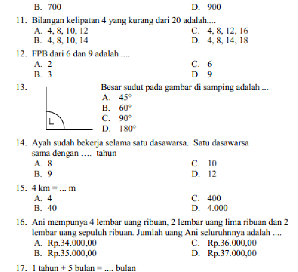 Ternyata 10 Contoh Soal Ujian Matematika Kelas 4 SD Semester 1 yang Wajib Dikerjakan