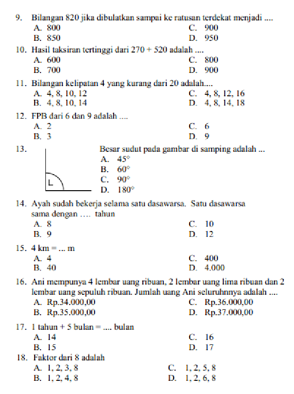 Ternyata 10 Contoh Soal Ujian Matematika Kelas 4 SD Semester 1 yang Wajib Dikerjakan