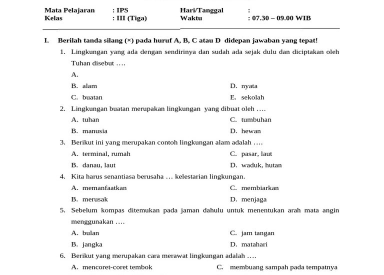 Ternyata Ini Soal UTS IPS Kelas 3 Semester 1 yang Wajib Tahu