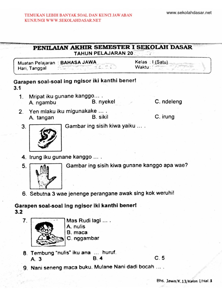 soal bahasa jawa kelas 1
