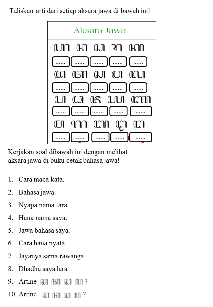 Soal Bahasa Jawa Kelas 1 Semester 1 Dalchaebi
